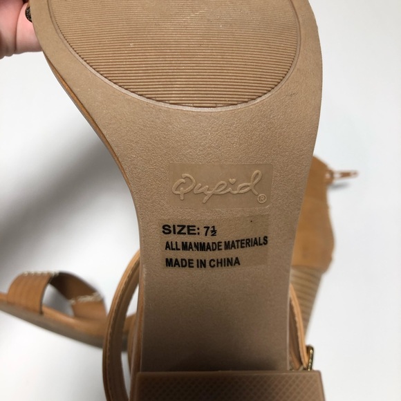 Qupid Strappy Tan Heel Sandals 7.5 - Picture 7 of 9